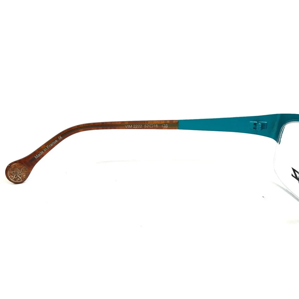 BOZ Eyeglasses Frames VIM 2222 Turquoise Blue Cat Eye Half Rim 52-18-135